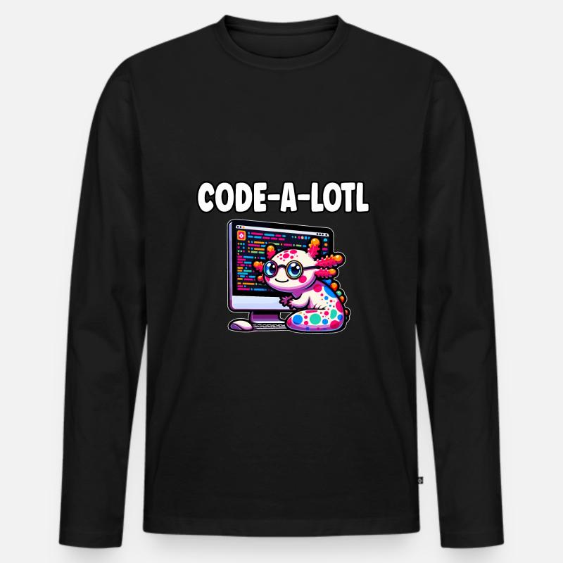 Funny Coding Axolotl Programming Gift - Men's Premium Organic Long Sleeve Shirt - black