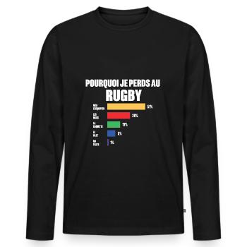 Rugby jersey I can't I have Rugby - Men's Premium Organic Long Sleeve Shirt - black - Front - Nico (187cm)