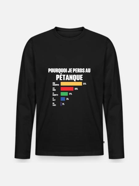 Pétanque-Trikot Ich kann kein Pétanque haben - Männer Premium Bio Langarmshirt - Schwarz