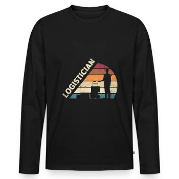 Silhouette de logisticien logistique - T-shirt manches longues Premium bio Homme - noir - Devant - Nico (187cm)