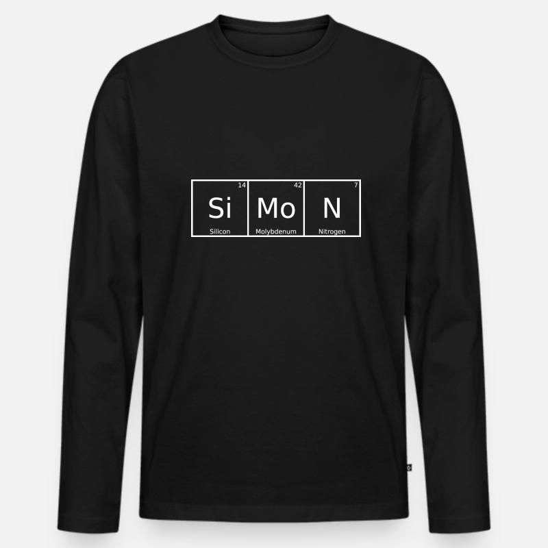 Simon Name Vorname Chemie Periodensystem Elemente - Männer Premium Bio Langarmshirt - Schwarz