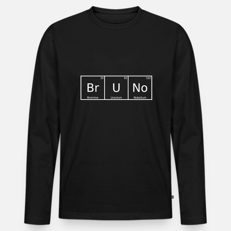 Bruno Name Vorname Chemie Periodensystem Elemente - Männer Premium Bio Langarmshirt - Schwarz