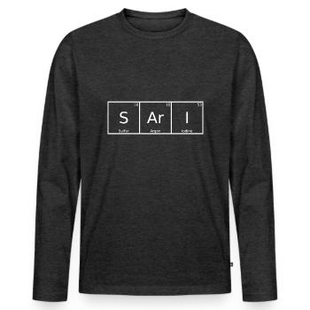 Sari Nom Prénom Chimie Tableau périodique Éléments - T-shirt manches longues Premium bio Homme - anthracite chiné - Devant - Nico (187cm)