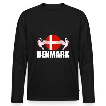 Denmark Danish Denmark Flag National Animal - Men's Premium Organic Long Sleeve Shirt - black - Front - Nico (187cm)