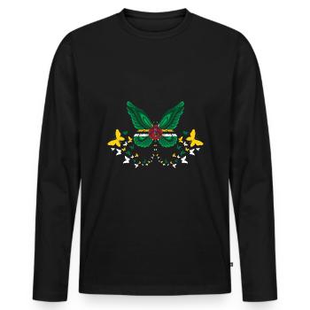 Dominica Dominican Dominica Flag Butterflies - Men's Premium Organic Long Sleeve Shirt - black - Front - Nico (187cm)
