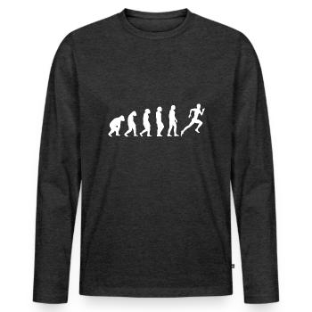 Sprinten laufen fit joggen Cardio Evolution rennen - Männer Premium Bio Langarmshirt - Anthrazit meliert - Vorne - Nico (187cm)