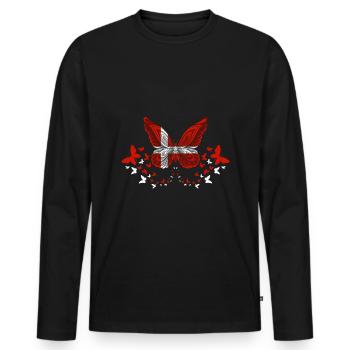 Denmark Danish Denmark Flag Butterflies - Men's Premium Organic Long Sleeve Shirt - black - Front - Nico (187cm)