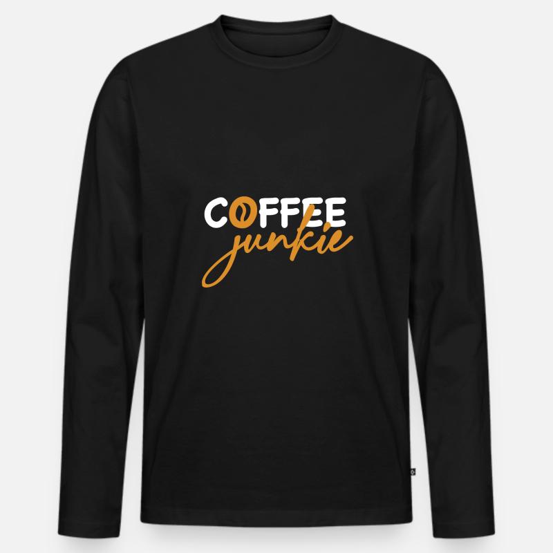 Coffee Junkie - Männer Premium Bio Langarmshirt - Schwarz