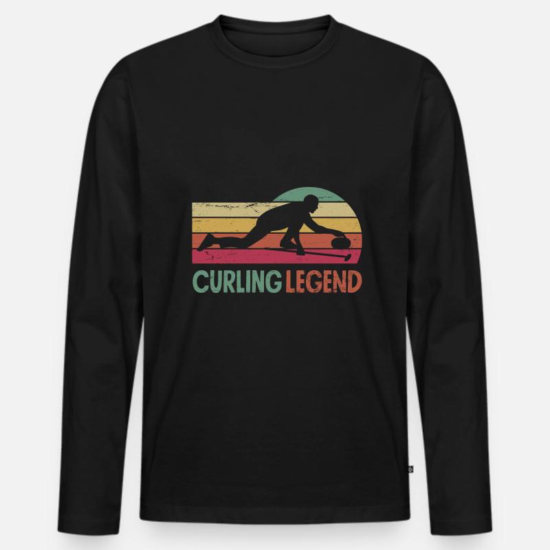 Curling Player Curler Curling Legend - Männer Premium Bio Langarmshirt - Schwarz
