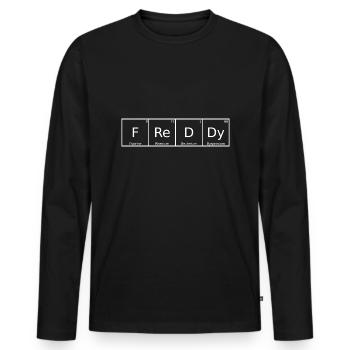 Freddy Name First Name Chemistry Periodic Table Elements - Men's Premium Organic Long Sleeve Shirt - black - Front - Nico (187cm)