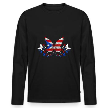 Puerto Rico Puerto Rican Boricua Butterflies - Männer Premium Bio Langarmshirt - Schwarz - Vorne - Nico (187cm)