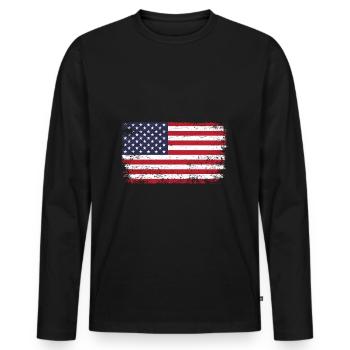 Drapeau usa - T-shirt manches longues Premium bio Homme - noir - Devant - Nico (187cm)