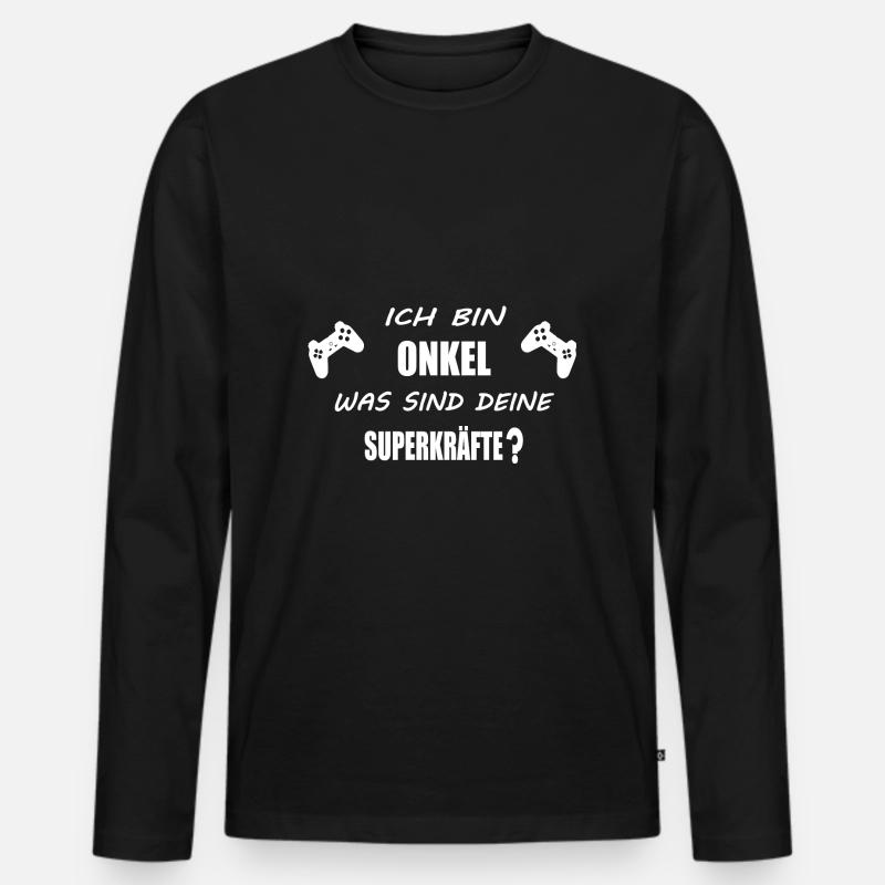 Onkel - Männer Premium Bio Langarmshirt - Schwarz