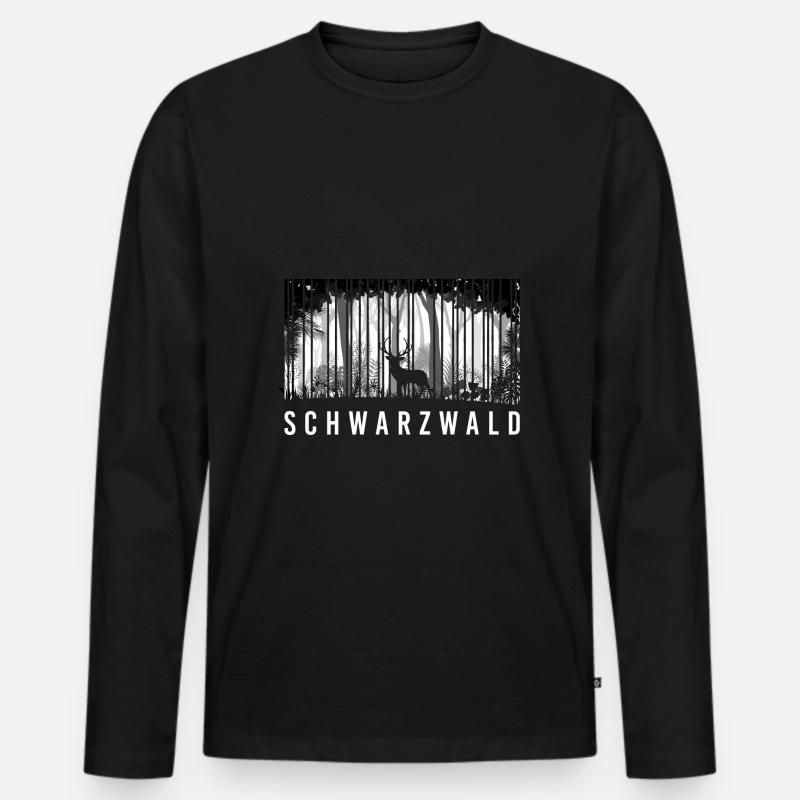 Schwarzwald Hirsch - Männer Premium Bio Langarmshirt - Schwarz