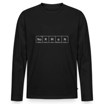 Nom normand Prénom Chimie Éléments du tableau périodique - T-shirt manches longues Premium bio Homme - noir - Devant - Nico (187cm)