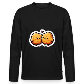 Cute Chicken Nuggets Heart Valentines Day - Men's Premium Organic Long Sleeve Shirt - black - Front - Nico (187cm)