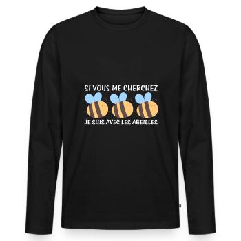 Cadeau agriculteur éleveur de abeilles - T-shirt manches longues Premium bio Homme - noir - Devant - Nico (187cm)