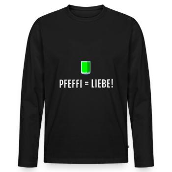Pfefferminz Likör Pfeffi Vatertag Sauf - Männer Premium Bio Langarmshirt - Schwarz - Vorne - Nico (187cm)