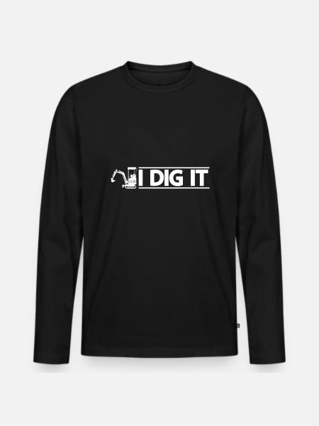 Retro Bagger Spruch Baggerfahrer Baustelle - Männer Premium Bio Langarmshirt - Schwarz