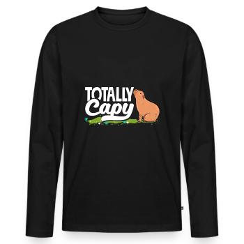 Capybara rongeur totalement capy - T-shirt manches longues Premium bio Homme - noir - Devant - Nico (187cm)