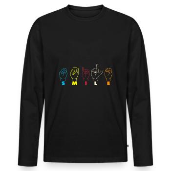 Smile ASL Alphabet American Sing Language ASL - Männer Premium Bio Langarmshirt - Schwarz - Vorne - Nico (187cm)