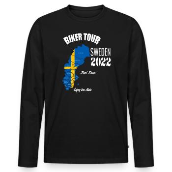 Biker Tour 2022 Sweden Motorcycle Tour Holiday - Men's Premium Organic Long Sleeve Shirt - black - Front - Nico (187cm)