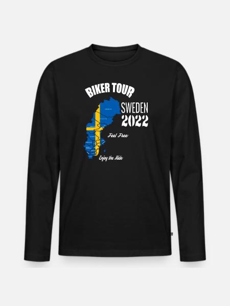 Biker Tour 2022 Sweden Motorcycle Tour Holiday - Ekologisk långärmad premium-T-shirt herr - svart