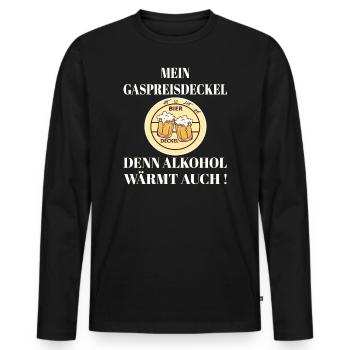 Party Spruch Bier, Bierdeckel, Mein Gaspreisdeckel - Männer Premium Bio Langarmshirt - Schwarz - Vorne - Nico (187cm)