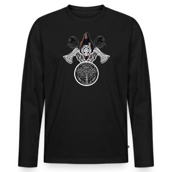 Corbeaux, Odin, Valhalla, Guerriers, Vikings Vikings Vikings - T-shirt manches longues Premium bio Homme - noir - Devant - Nico (187cm)