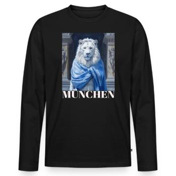 bayrischer Löwe, München, Stadt , Löwe - Männer Premium Bio Langarmshirt - Schwarz - Vorne - Nico (187cm)
