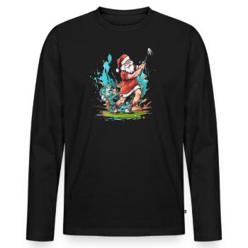 schöne Weihnachten Bescherung,Weihnachtsmann Golf - Männer Premium Bio Langarmshirt - Schwarz - Vorne - Nico (187cm)