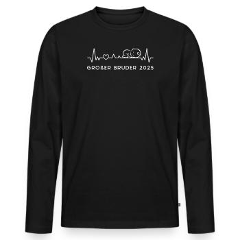 Ich Werde Großer Bruder 2025 Herzschlag mit Baby - Männer Premium Bio Langarmshirt - Schwarz - Vorne - Nico (187cm)