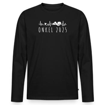 Uncle 2025 Will Baby Heartbeat Pregnancy - Men's Premium Organic Long Sleeve Shirt - black - Front - Nico (187cm)