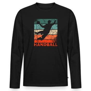 Handball Sprungwurf Handballspieler und Handballer - Männer Premium Bio Langarmshirt - Schwarz - Vorne - Nico (187cm)