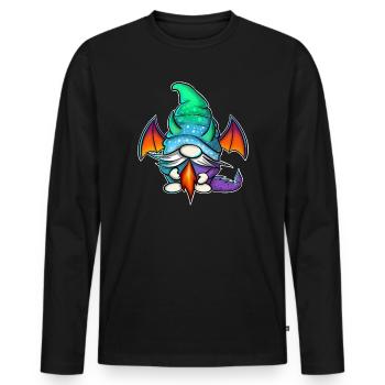 Le Dragon de Gnome Gnome - T-shirt manches longues Premium bio Homme - noir - Devant - Nico (187cm)