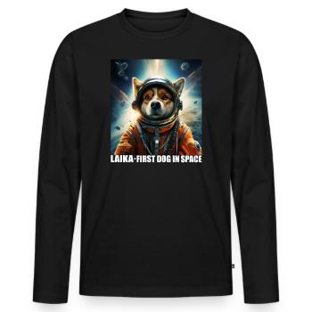Hund im Weltraum LAIKA Raumfahrt Astronaut - Männer Premium Bio Langarmshirt - Schwarz - Vorne - Nico (187cm)