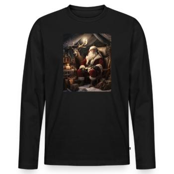 Ugly Christmas,Christmas Beautiful Presents,Tent - Men's Premium Organic Long Sleeve Shirt - black - Front - Nico (187cm)