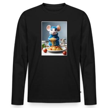 Kitchen Cooking Noodles, Funny Spaghetti Mouse - Men's Premium Organic Long Sleeve Shirt - black - Front - Nico (187cm)