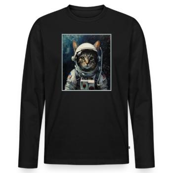 Cat, Space Travel, Rocket, Astronaut, Space - Men's Premium Organic Long Sleeve Shirt - black - Front - Nico (187cm)