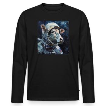 cow, cows, space travel, farmer, rocket, astronaut space - Men's Premium Organic Long Sleeve Shirt - black - Front - Nico (187cm)