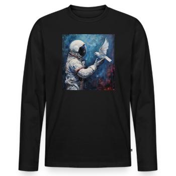Raumfahrt, Frieden Astronaut mit Taube, Weltraum - Männer Premium Bio Langarmshirt - Schwarz - Vorne - Nico (187cm)
