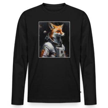 Space Travel, Foxes, Rocket, Astronaut, Fox, Outer Space - Men's Premium Organic Long Sleeve Shirt - black - Front - Nico (187cm)