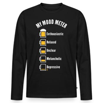 Mon compteur d’humeur (Buveur de bière / V1 / NEG) - T-shirt manches longues Premium bio Homme - noir - Devant - Nico (187cm)
