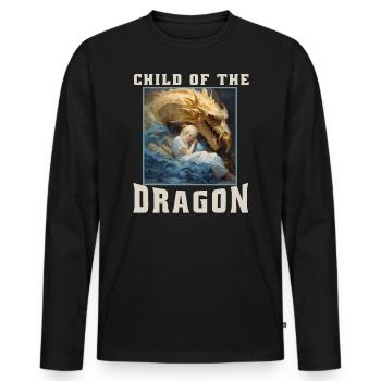 Fantasy , Fabelwesen Drache, Kind des Drachen - Männer Premium Bio Langarmshirt - Schwarz - Vorne - Nico (187cm)