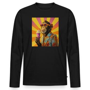 Eis Affe Sommer Eiskreme Eisdiele Schimpanse - Männer Premium Bio Langarmshirt - Schwarz - Vorne - Nico (187cm)