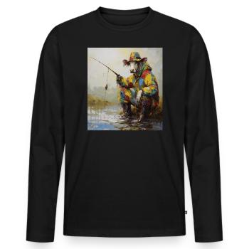 Drôle De Pêche Pêche Pêche Pêcheur Pêcheur Pêcheur Vache - T-shirt manches longues Premium bio Homme - noir - Devant - Nico (187cm)