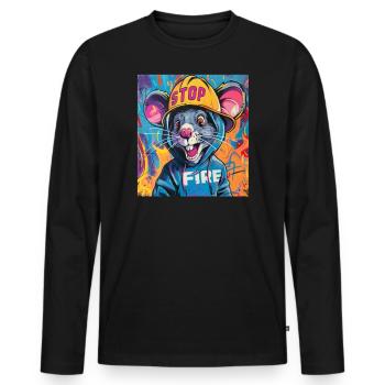 Firefighter, Mouse, Rat, Firefighter, Firefighter - Men's Premium Organic Long Sleeve Shirt - black - Front - Nico (187cm)