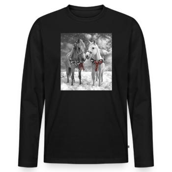 Chevaux Noël, Noël, Romantique, Art Équitation - T-shirt manches longues Premium bio Homme - noir - Devant - Nico (187cm)