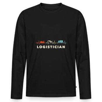 Logistique Logisticien Heartbeta - T-shirt manches longues Premium bio Homme - noir - Devant - Nico (187cm)