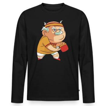 Tennis de Table Grand-père Pingpong Outfit Grand-père - T-shirt manches longues Premium bio Homme - noir - Devant - Nico (187cm)